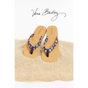 NWT Vera Bradley Morning Shells Webbing Strap Flip Flops Sz  L 9/10